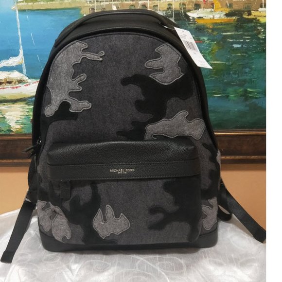 Michael Kors Russel Travel Gym Laptop Multicolor Leather and Canvas Backpack